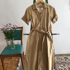 Sandro mustard retro midi poplin dress